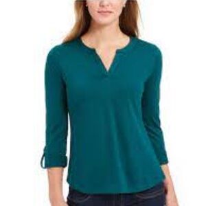 CHARTER CLUB Supima Cotton Split-Neck Top